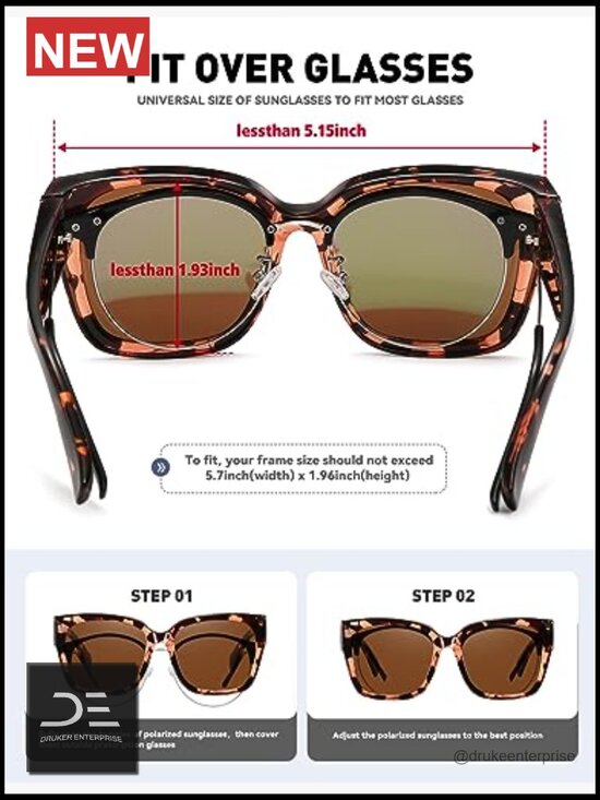 Oversized Fit Over Glasses Sunglasses Large Square Polarized UV Protection